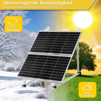 2 sets GLIESE balcony solar mounting brackets 114 cm, aluminum solar module mounting, solar panel mounting, PV module mounting, suitable for flat roofs, balconies, walls, etc.