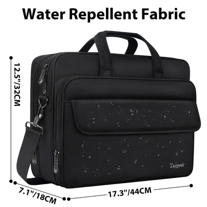 Taygeer 17 inch Laptop Bag, Men's Briefcase Large Work Bag Office Business Notebook Bag Waterproof Laptop Bag for Work Travel Gifts for Men, Black