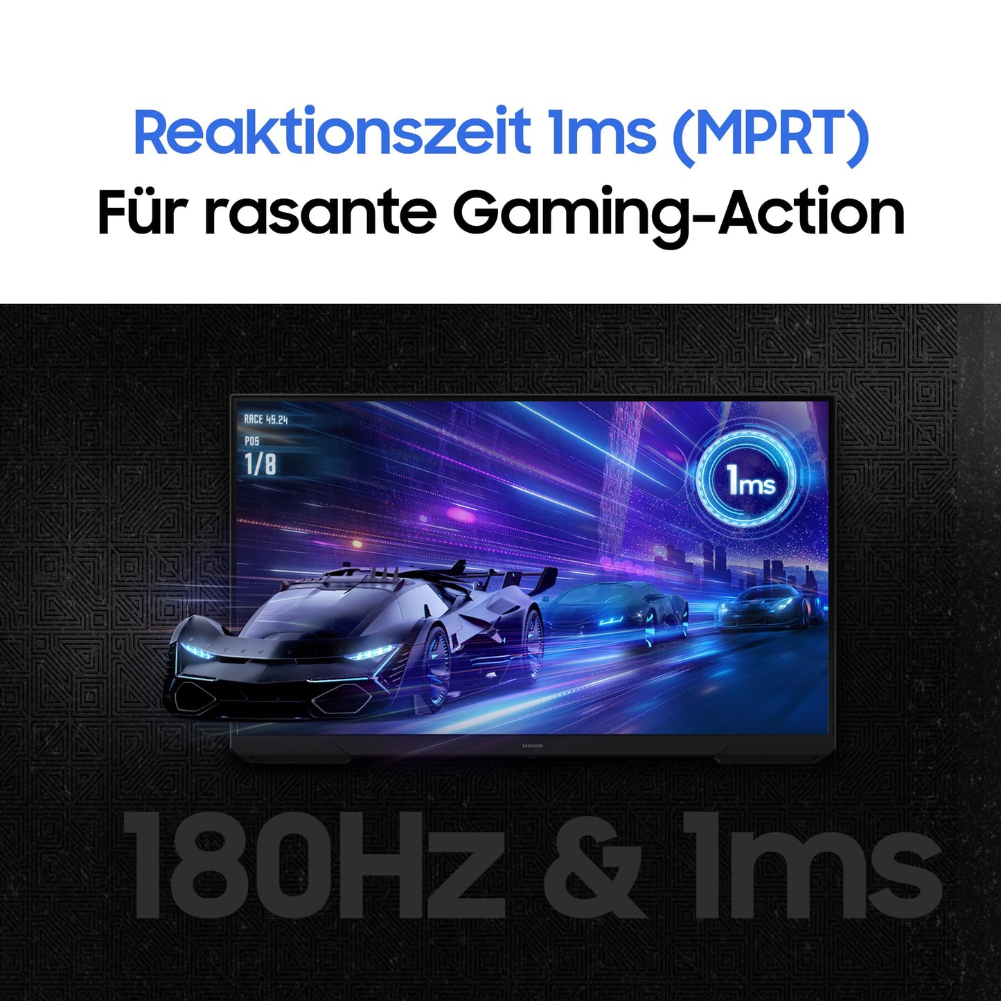 Samsung Odyssey G30D Full HD Gaming Monitor, 24 inches, VA panel screen, 1920 x 1080 pixels, 180 Hz refresh rate, 1 ms response time (MPRT), AMD FreeSync, HDR10, LS24DG300EUXEN