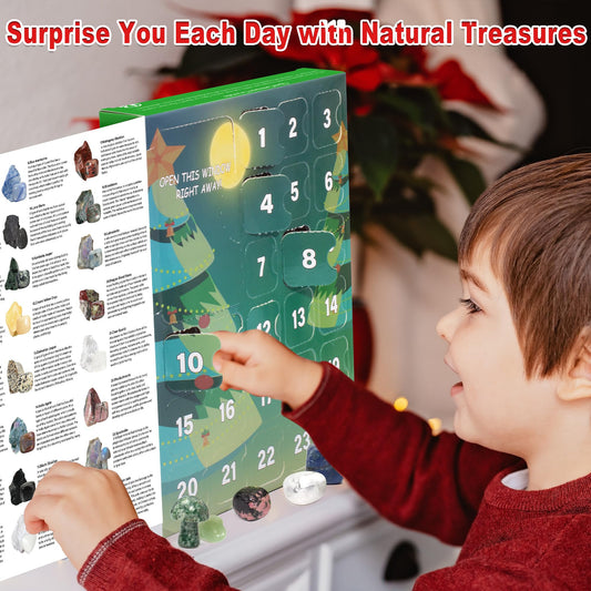 Advent calendar 2024 Children for crystals with 24 day Christmas calendar countdown, Natural minerals and gemstones, Scientific Christmas gifts for boys and girls