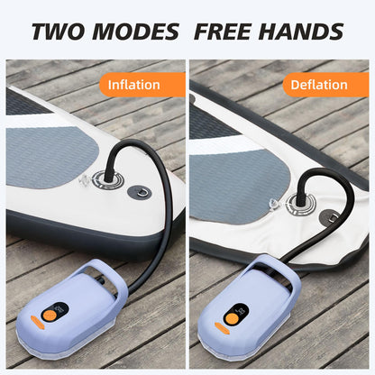 AIRBANK 7800mAh 20PSI SUP electric air pump with rechargeable battery, 12V DC car adapter, inflation and deflation function for paddleboards, surf kites, kayaks, mattresses