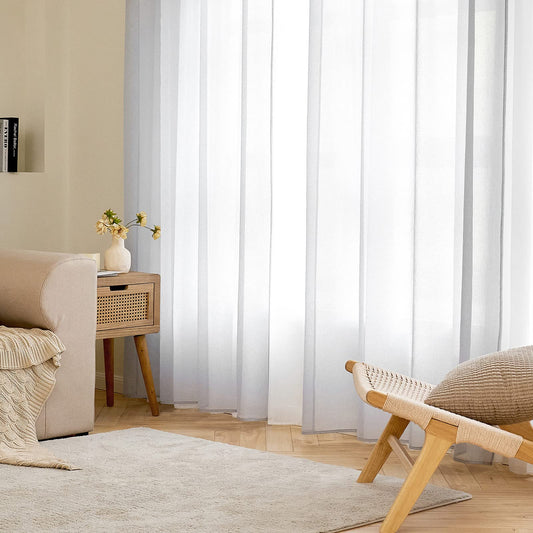 EMEMA 2-piece set Sheer Voile Curtain with Grommets. Transparent curtain made of Voile Polyester, perfect for the living room. Airy decorative curtain for the bedroom, 140 X 200 cm (W x H) in gray.