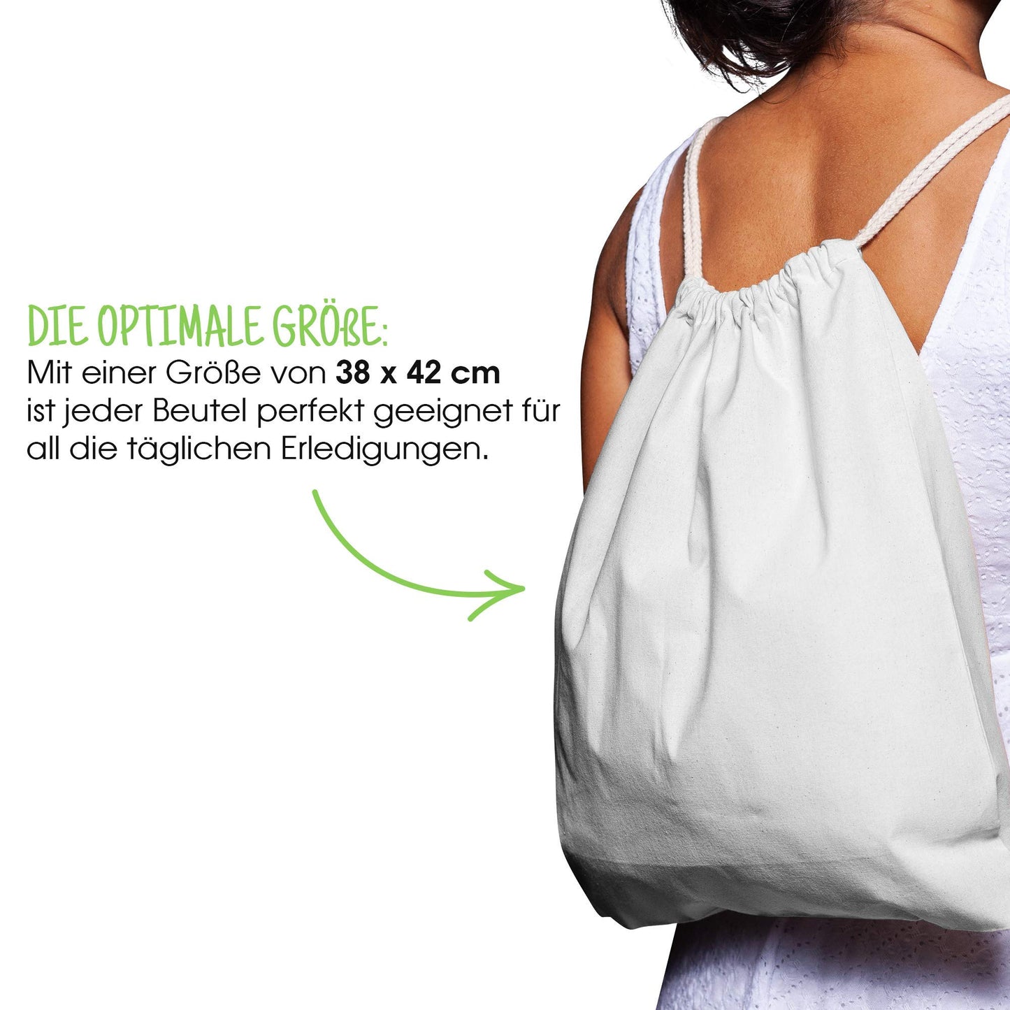 Cotton bags 10 pieces 38x42cm sports bag - backpack fabric bag gym bag, bag, jute bag OEKO-TEX® certified fabric shopping bag gym sac sack for painting white