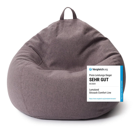 Lumaland Comfort Line Beanbag | Indoor bean bag 90x110x50cm with over 1.9 million customizable EPS beads | Soft & comfortable floor cushion | Chair for kids & adults | 250L [Dark Gray]