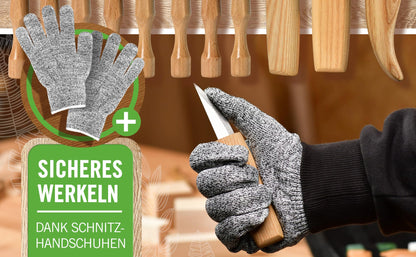 PUREWERK® Wood carving set for adults - 22-piece carving tool set with 11 carving knives, 5 wood blocks, sharpening kit, gloves & carving guide for beginners.