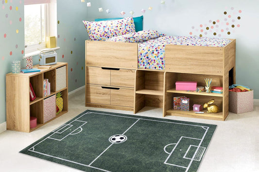 RugsX Bambino kids'rug soccer field - washable, non-slip, green 180x270 cm