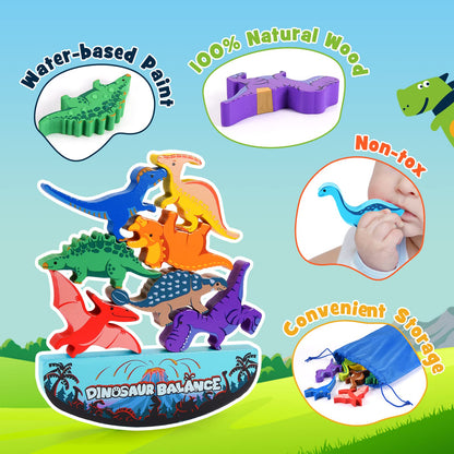 DejaNard Montessori toy for 3 4 5 6 year old Dino Boy Stack Stones Kids Toy - Christmas Gift Girl 3-7 years Games Motor Skills Toy
