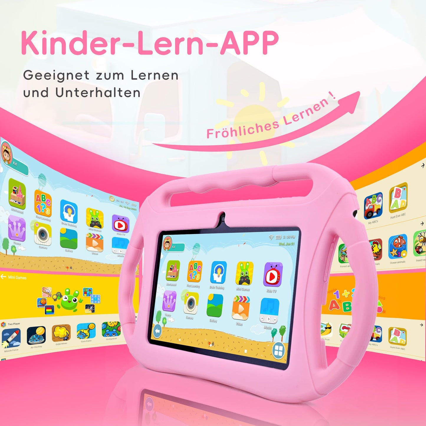 Veidoo Kids Tablet 7 Inch Android 32GB, WiFi, GMS, Dual Camera, Parental Control, Educational Learning Toddler Tablet with Silicone Case