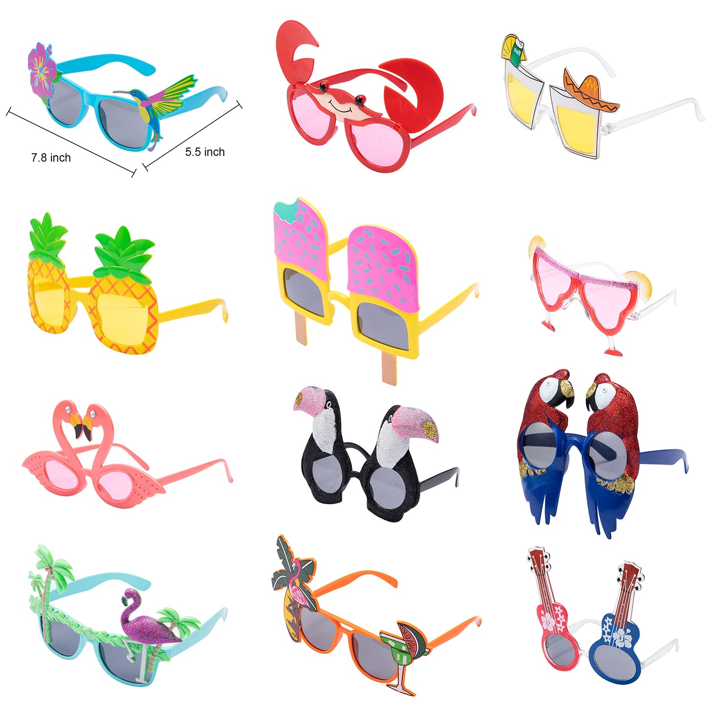 JOYIN 12 Pack Luau Party Glasses and 12 Pack Hawaiian Leis, Flower Lei Garlands, Novelty Sunglasses, Tropical Birthday Summer Beach Party Decoration Accessories