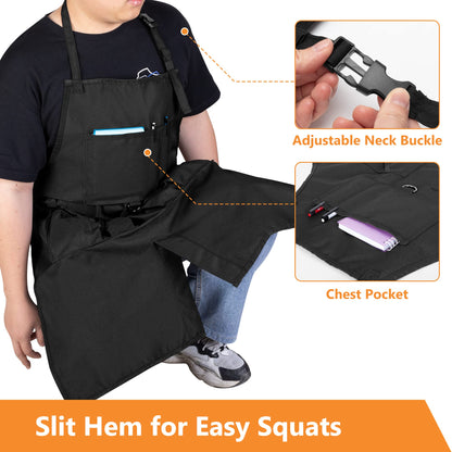 HODRANT BBQ grill apron, cooking apron for men with pockets and slit hem, kitchen apron with adjustable neck and waist straps, aprons for cook, painter, carpenter. Apron only.