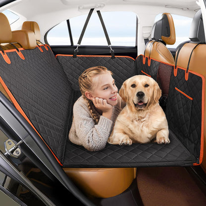 GL GLENSLAVE car seat cover for dogs, dog seat cover for backseat with mesh window, 100% waterproof car seat cover for car-truck-SUV travel camping mattress bed.