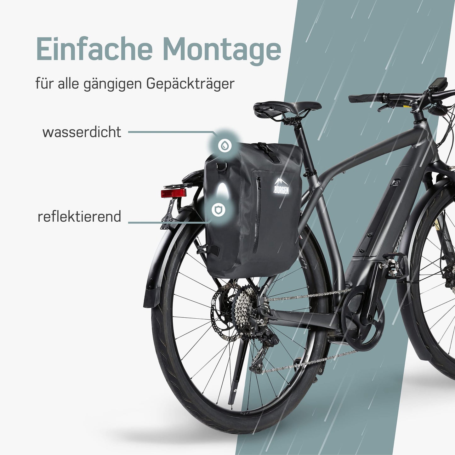 Borrow 3in1 waterproof bike bag for luggage rack - Reinforced straps (Innovation 2023) - Can be used as a bike backpack, luggage rack bag, bike bag, and backpack.