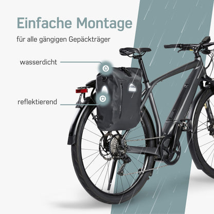 Borrow 3in1 waterproof bike bag for luggage rack - Reinforced straps (Innovation 2023) - Can be used as a bike backpack, luggage rack bag, bike bag, and backpack.