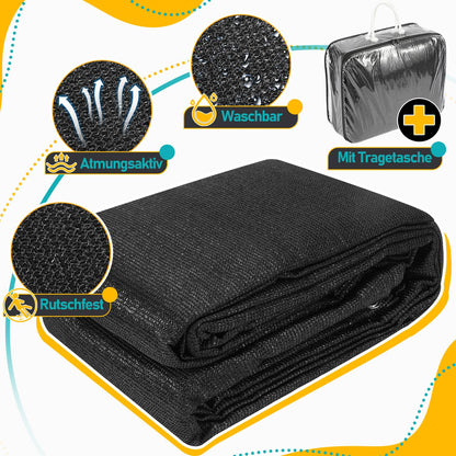 Jiubiaz awning carpet, canopy carpet camping rug with 12 holes, 13 pegs and carrying bag, breathable non-slip, washable, camping mat awning floor (black, 250x550cm)