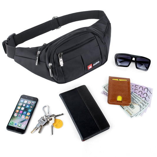 Waterproof waist bag suitable for travel, sports, and all outdoor activities. Waist bag for both men and women, waterproof hip bags for running (Black)