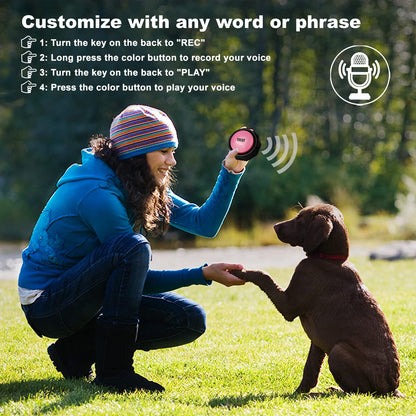 WHATOOK Dog Buttons Communication for Cat Dog, Buzzer with Recording Function, 4-Pack Recordable Training Sound Pad for Dogs Kids Press for Interaction, Games to Communicate and Speak