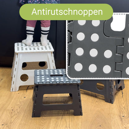 ZOLLNER folding step stool - step stool for children and adults up to 120kg - anti-slip coating - with convenient carrying handle - extremely lightweight - 39 cm high - plastic - anthracite
