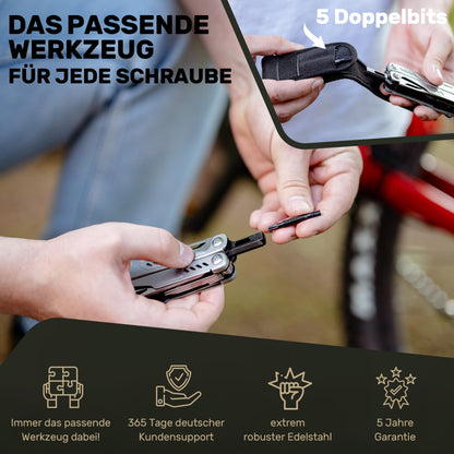 TREKLINE Premium Multitool Tool [stainless steel] Survival Multifunction knife perfect camping accessory, Multifunction tool [28 functions] pocket knife, Protected design