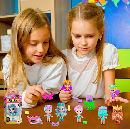 CRAZE Fairy In My Pocket complete counter display | 16 piece set fairy dolls with wings, 16x fairy figures for collecting with special effects, tooth fairy gifts girls.