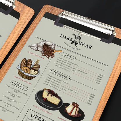6 pieces of wooden A4 cherry wood clipboards for home, school, office.