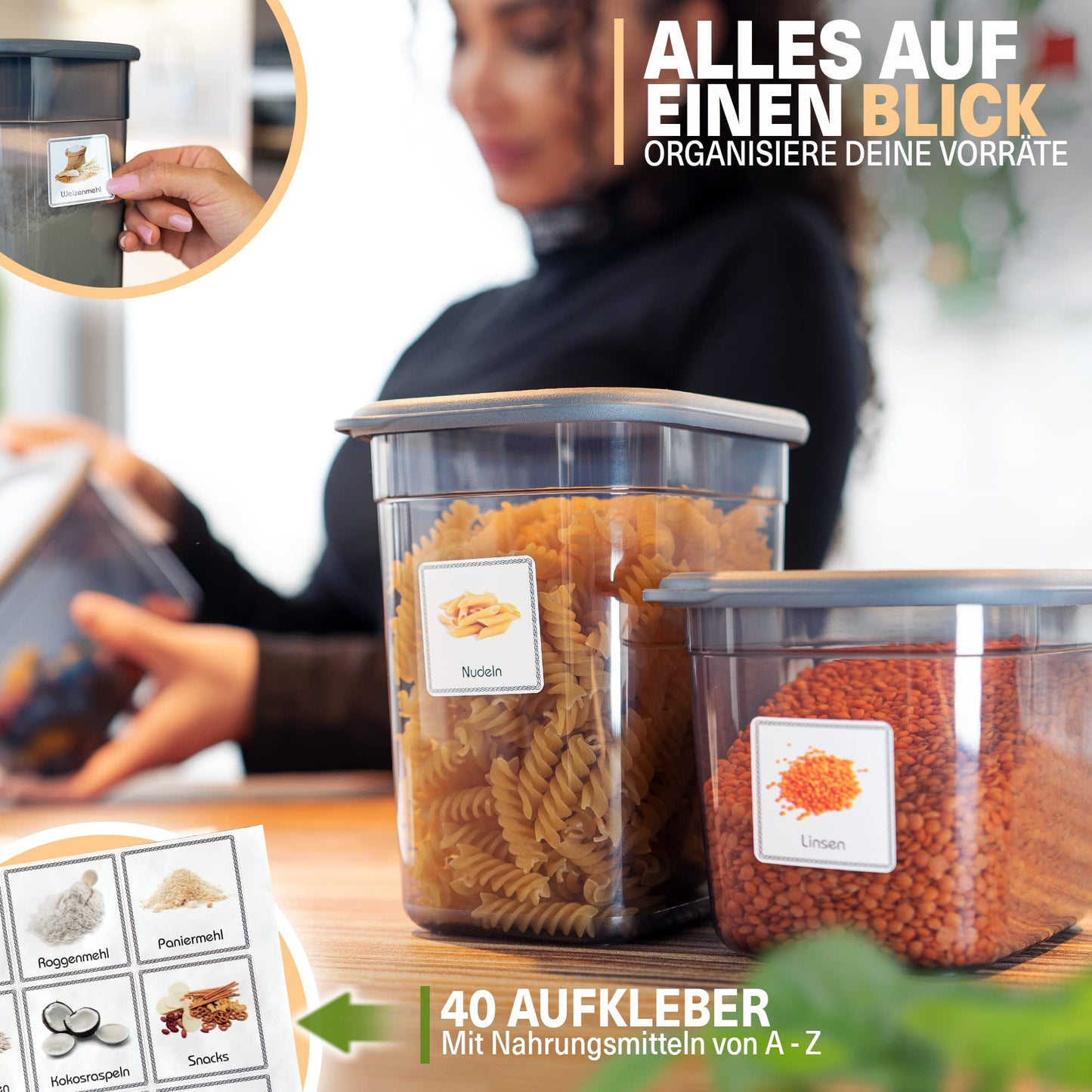 Viware's airtight and square containers with lids - set of 12 storage containers for flour, cereals, and sugar - BPA-free kitchen organizers - airtight kitchen storage box.