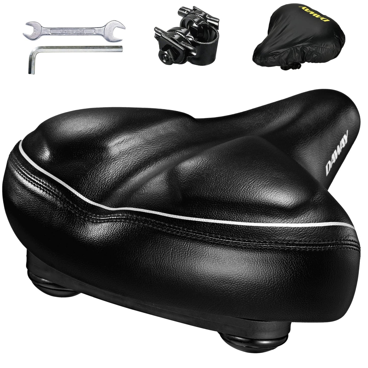 DAWAY C40i Oversized Comfortable Bike Seat City - Extra Soft Foam Padded Bicycle Saddle for Women Men Seniors, Universal Replacement Bike Seat for Exercise Bike, MTB, Ebike, City Bike, Road Bike