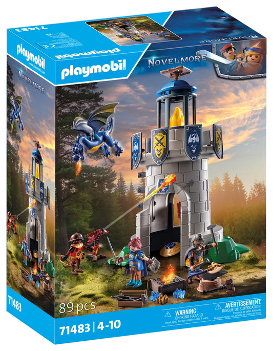 PLAYMOBIL Novelmore 71483 Knight's Tower with Blacksmith and Dragon, exciting battle between the Novelmore Knights and Burnham Raiders, detailed toy for kids aged 4 and up.