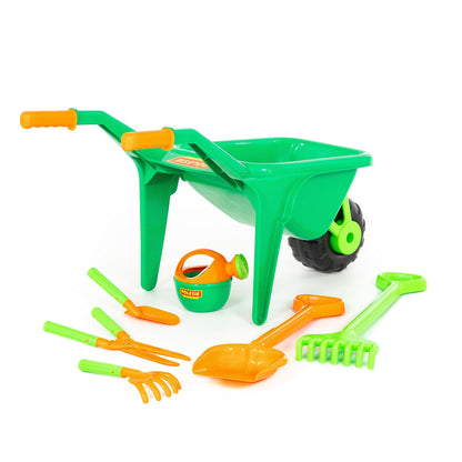 Cavallino wheelbarrow garden set with shovel rake watering can scissors
