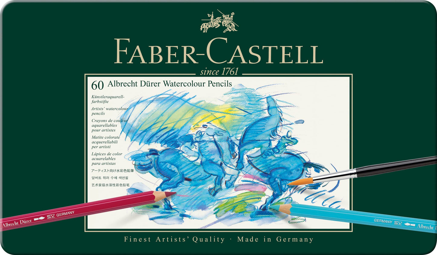 Faber-Castell 117560 Albrecht Dürer Watercolor Pencils, set of 60 watercolor pencils with thick 3.8mm leads, wooden pencils with water-soluble pigments.