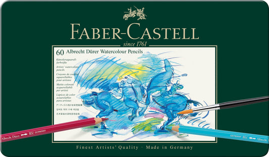 Faber-Castell 117560 Albrecht Dürer Watercolor Pencils, set of 60 watercolor pencils with thick 3.8mm leads, wooden pencils with water-soluble pigments.