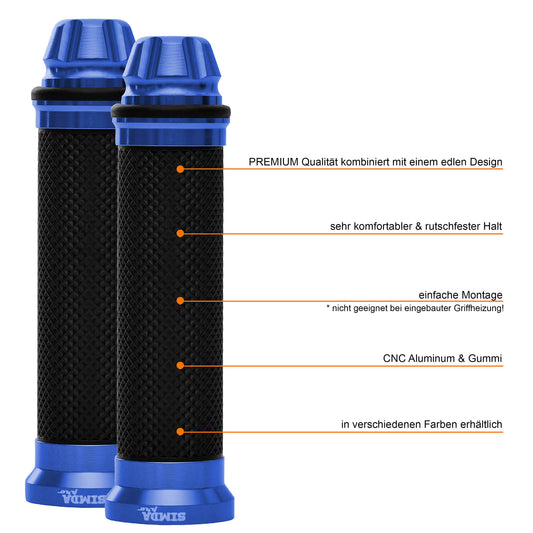 Universal motorcycle handlebar grips 22mm - 24mm for scooters mopeds High-quality anti-slip motorcycle grips high-quality rubber grips made of CNC aluminum - Premium design