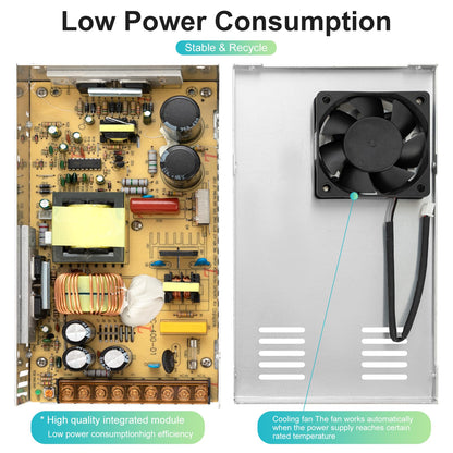 12V 30A power supply switch 120V DC 360W transformer for 3D printers, CCTV, LED lighting, and industrial equipment.