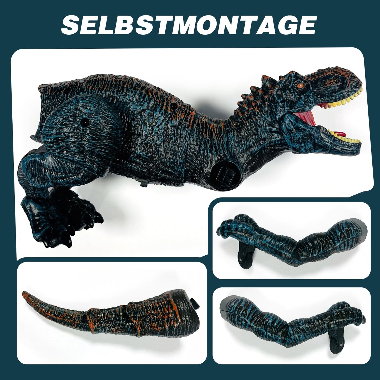 Sunrad Kids Remote Control Dinosaur Toy, Electronic T-Rex Dino Toy with Spray, Light, Roaring, Realistic Walking Movements, Gift for Boys and Girls.
