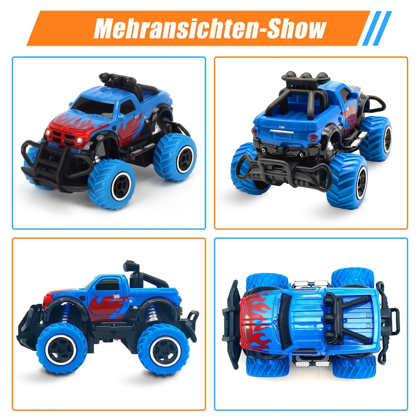 Pup Go Monster Truck Remote Control Car with Light for Kids 3-9 years, Durable Mini RC Car Fast Offroad Indoor Outdoor, Toy Toddler Christmas Birthday Gift Boy Girl, Blue