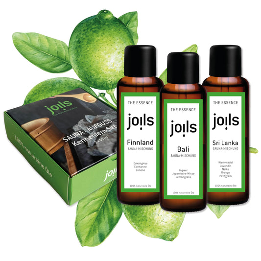 JOILS® Sauna infusion set I, pure, 3x100ml, 100% natural oil for your sauna, organic sauna oil in a gift set.