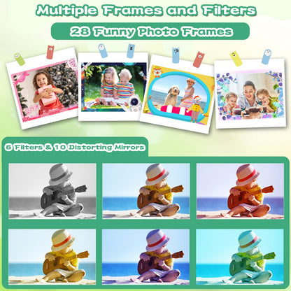 Children's camera, Camera for kids, 32GB, 1080P HD digital camera, Dinosaur toy camera for boys' Children's Day, back-to-school, and birthday gifts ages 3-12, Kids Camera Photography