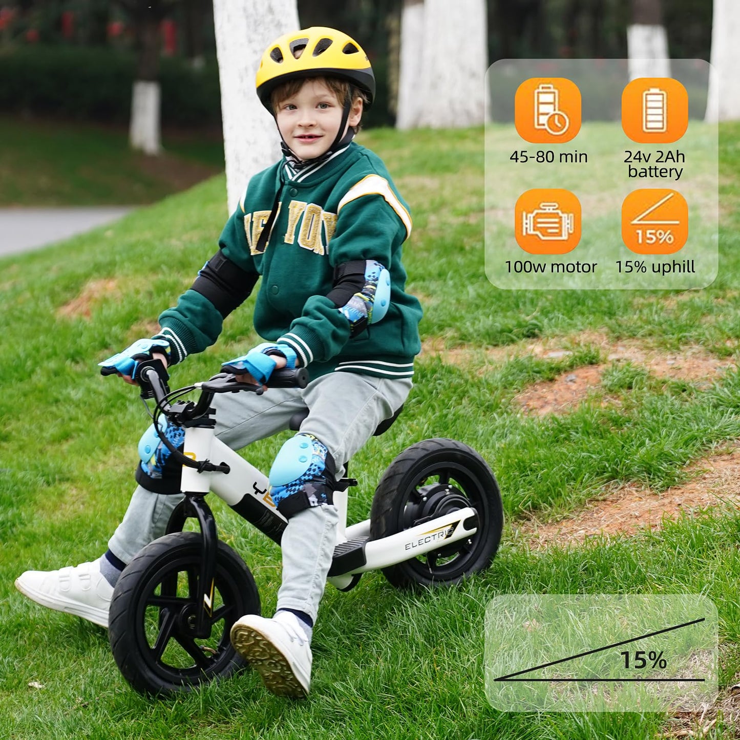 YBIKE balance bike, 12-inch electric balance bike for ages 3-5, kids electric balance bike with adjustable seat, training vehicle for children, boys and girls