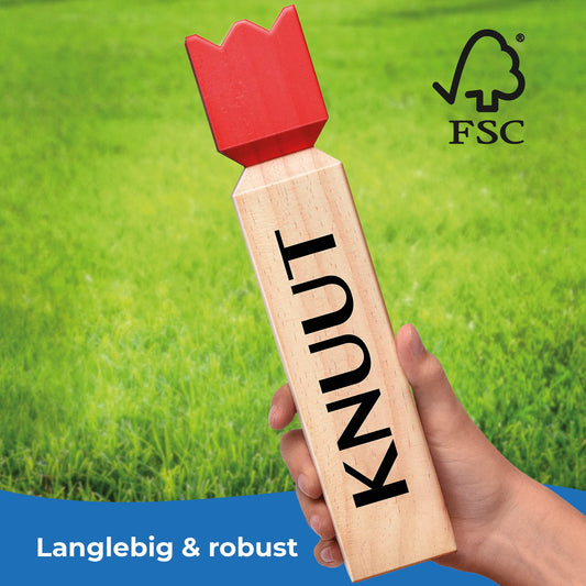 Devil's Kubb Outdoor Game XXL - Original Viking Game - Swedish Chess - Wooden Swedish Chess with fabric bag throwing game made of FSC® pine wood for children and adults