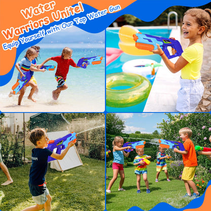 Water gun 900 ml tank large water gun, shooting range 8-10 meters water toy, water gun for outdoor kids pool, garden outdoor for kids and adults, blue