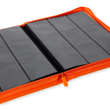 Vault X 9-Pocket Trading Card Binder with Zipper, 360 cards, Premium Exo-Tec album material, 20 side-loading pages, collector's folder for Trading Card Games, Sports Cards, TCG (Orange)