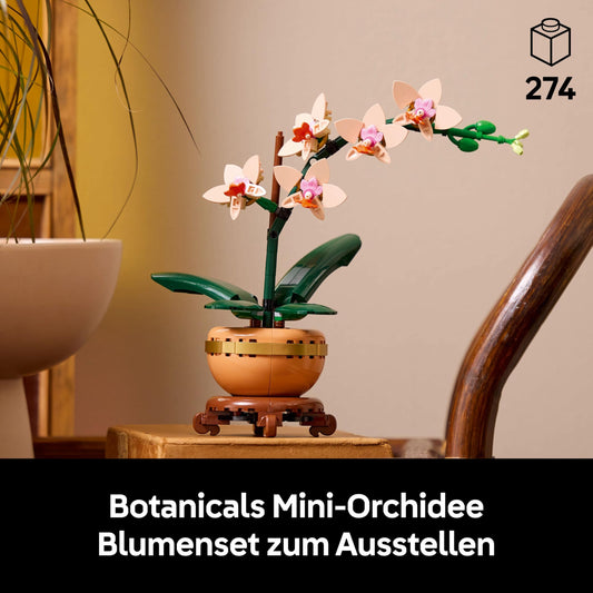 LEGO Botanicals Mini Orchid - Artificial flower set - Decor for living room or office - Gift for women and men - Fake plants - Building set for adults 10343