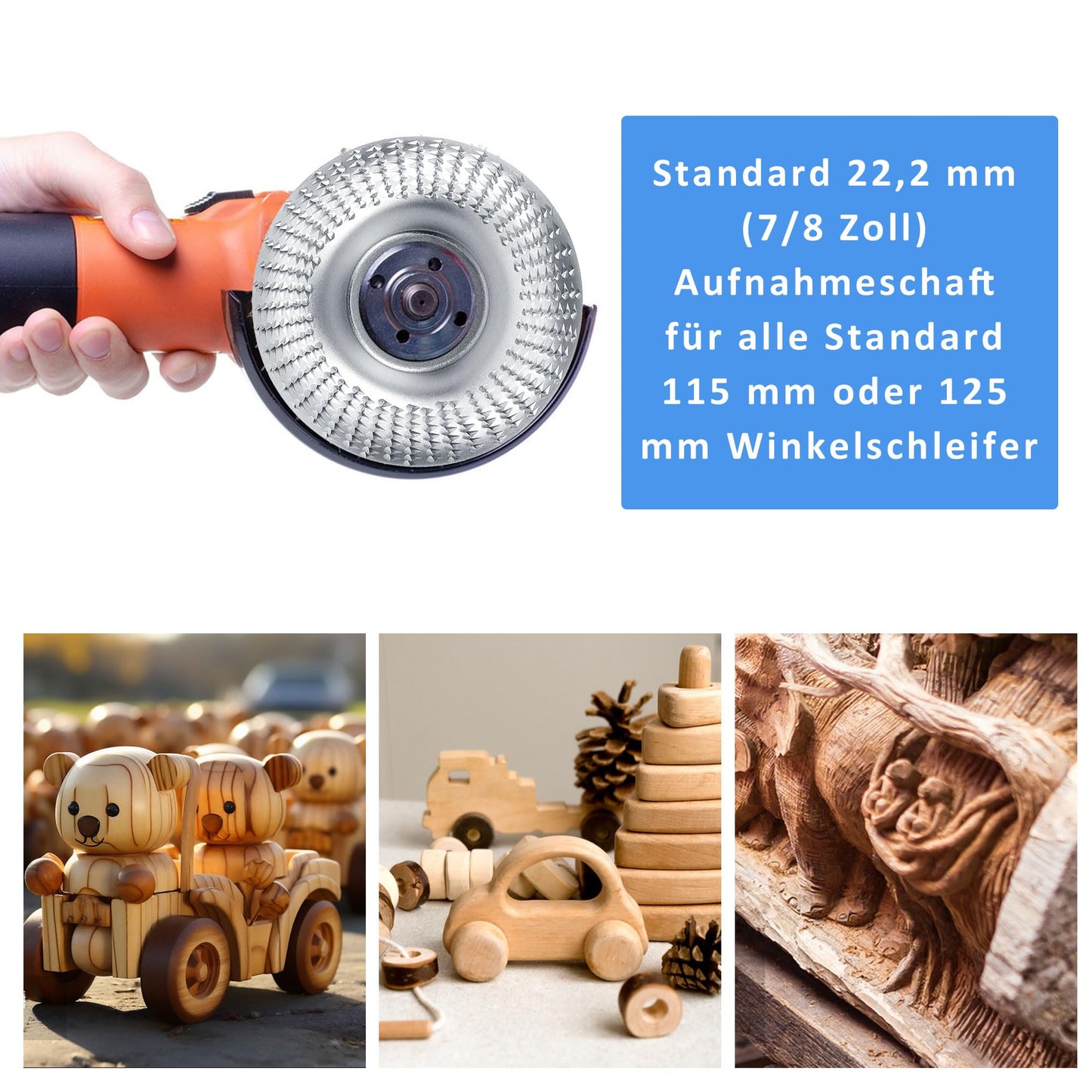 3 pieces of wood sanding discs for angle grinder - grinding discs, woodworking tools for carving and sanding wood, softwood, hardwood (silver)