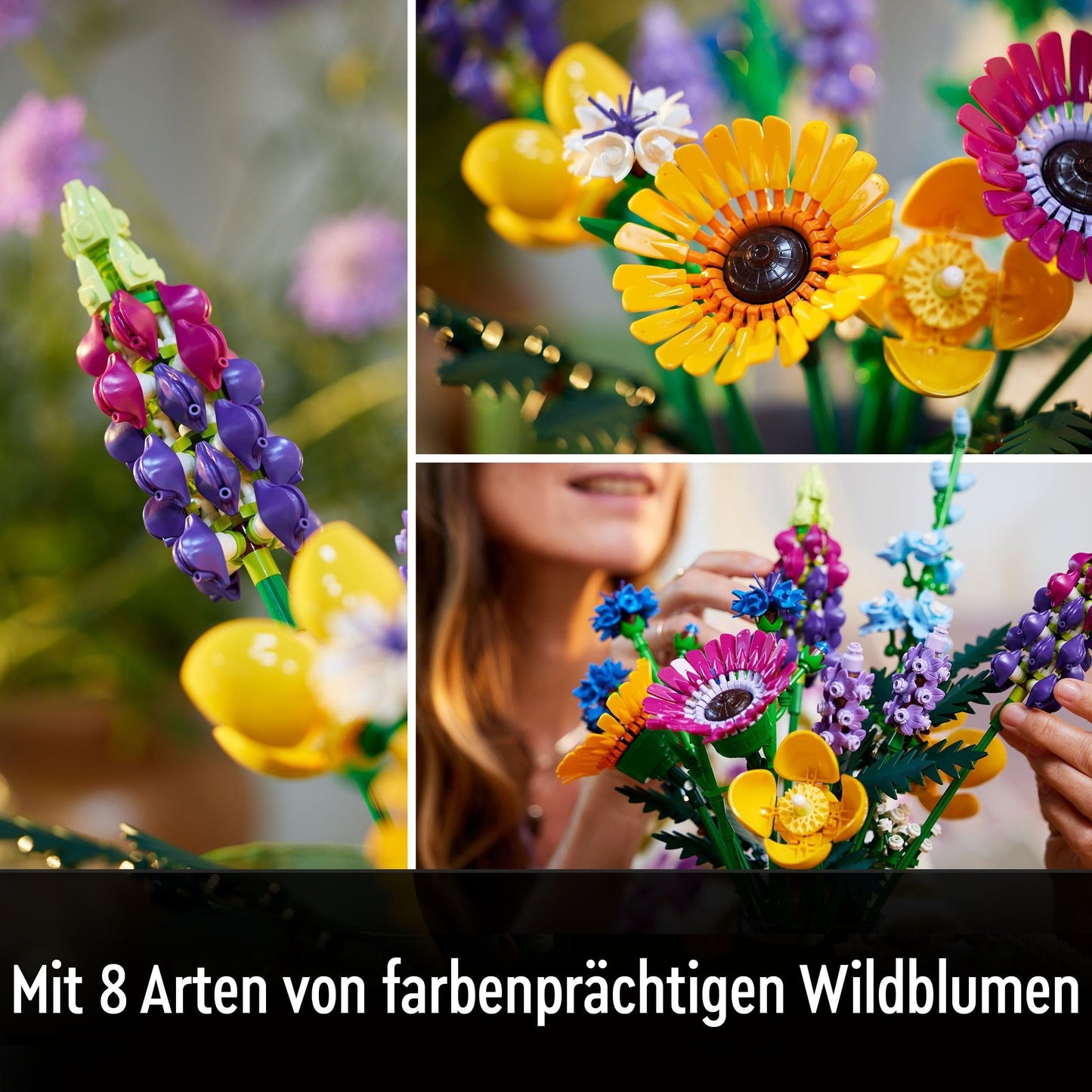 LEGO Icons Wildflower Bouquet set, artificial flowers & City Tractor toy, farm set with minifigures and animal figures, great gift for boys and girls aged 5+ 60287