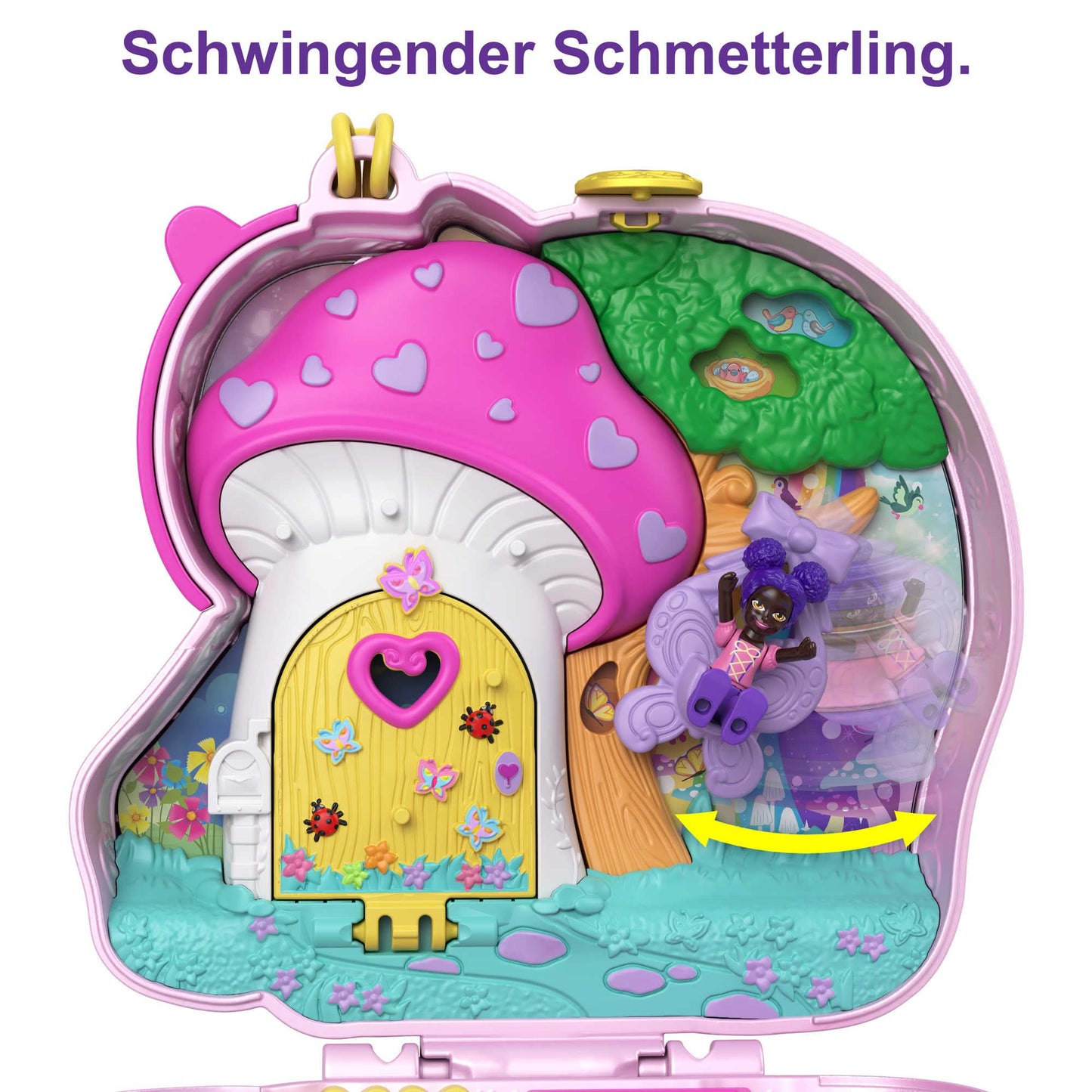 Polly Pocket Unicorn, in Enchanted Forest theme, with 13 accessories including 2 dolls (1 mermaid), tea set, and unicorn pets, toy for ages 4 and up, HCG20