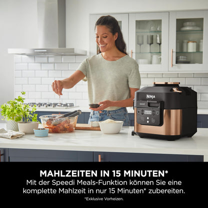 Ninja Speedi Multicooker, 5.7L, 10-in-1 Multicooker, Airfryer, Slow Cooker, Grill, Bake, Black & Copper ON400EUCP