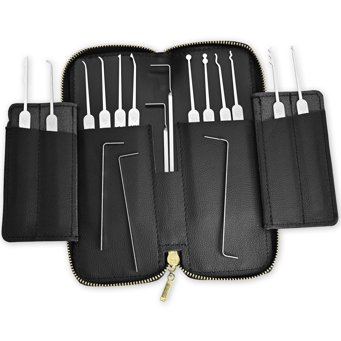 MULTIPICK ELITE 17 Lockpicking Set [17 pieces incl. leather case] Lockpick Tool, crack locks - Lock Picks incl. tension wrench - Lock picking - Professional Pick Set - Lockpicking Kit - Pick Set Kit