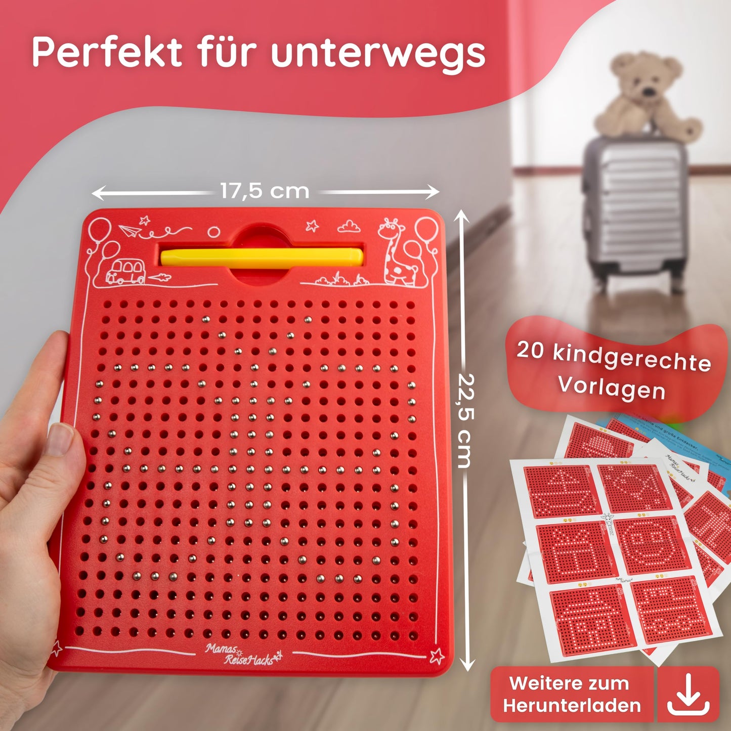 Mom's Travel Hacks Magnetic Game for Kids - Magnetic Drawing Board [Entertainment for Car Rides and Airplanes] Magic Sketchpad Magnetic Game