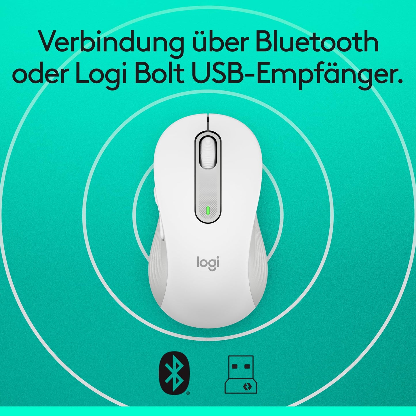 Logitech Signature M650 L Wireless Mouse - for large hands, Quiet Clicks, Customizable Side Buttons, Bluetooth, Multi-Device Compatibility - White