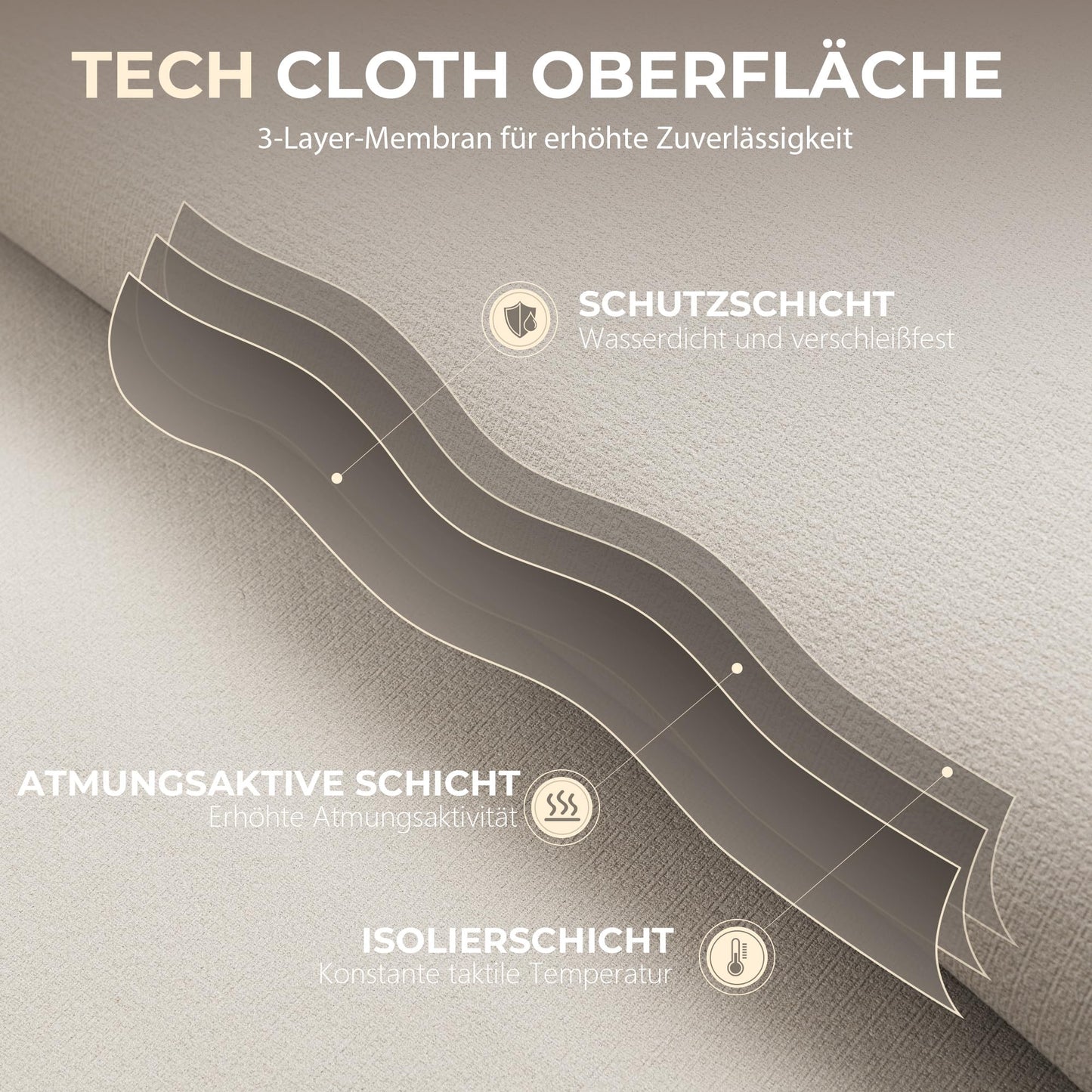 Dowinx ergonomic office chair with footrest and padded armrest, ergonomic fabric office chair, swivel computer chair with high backrest, adjustable height office chair 150 KG beige.