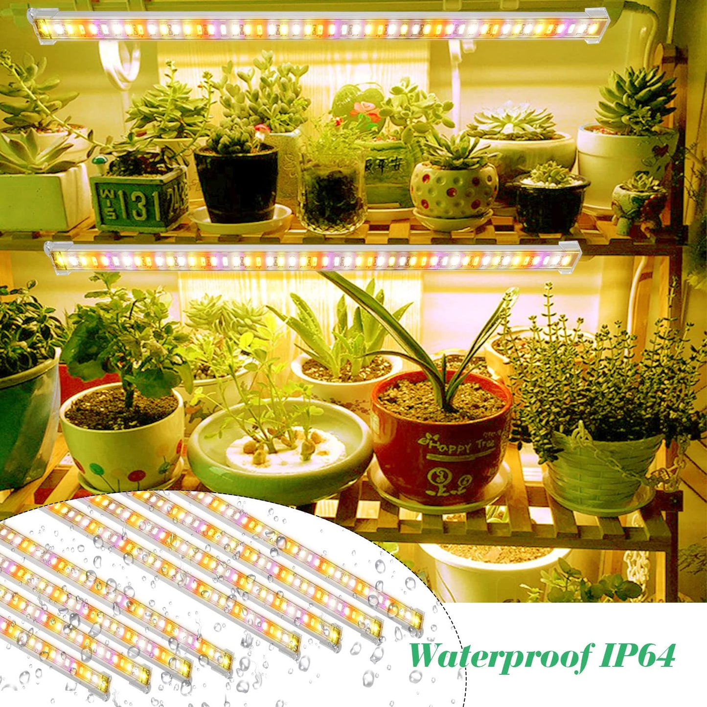 SINJIA light [8 pack] LED plant growth light strips full spectrum for indoor plants with auto ON/Off timer, 384 LEDs/10 dimmable levels, grow lamp for hydroponic succulent, plug and play.